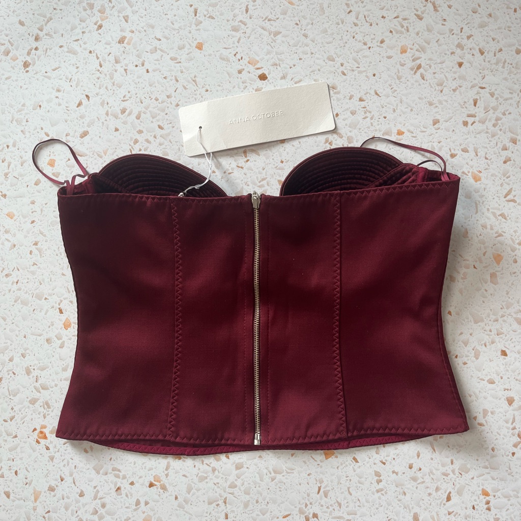 Nwt Anna October Chris Strapless Top With Decored Bodice Cups Burgundy Size S — image 4 of 6